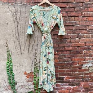 Floral wrap dress floral cover up dress L